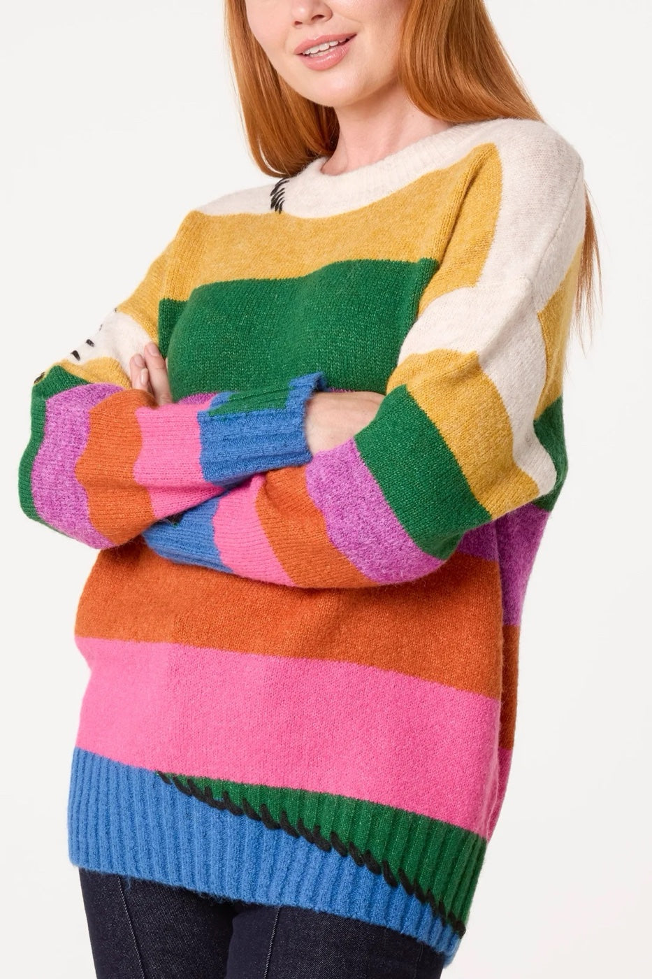 Multi-Stripe Stitch Detail Jumper - Multi