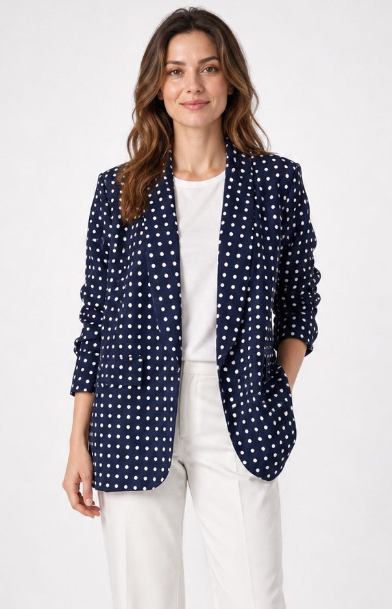 Polka Dot Ruched Sleeve Blazer - Mixed Pack