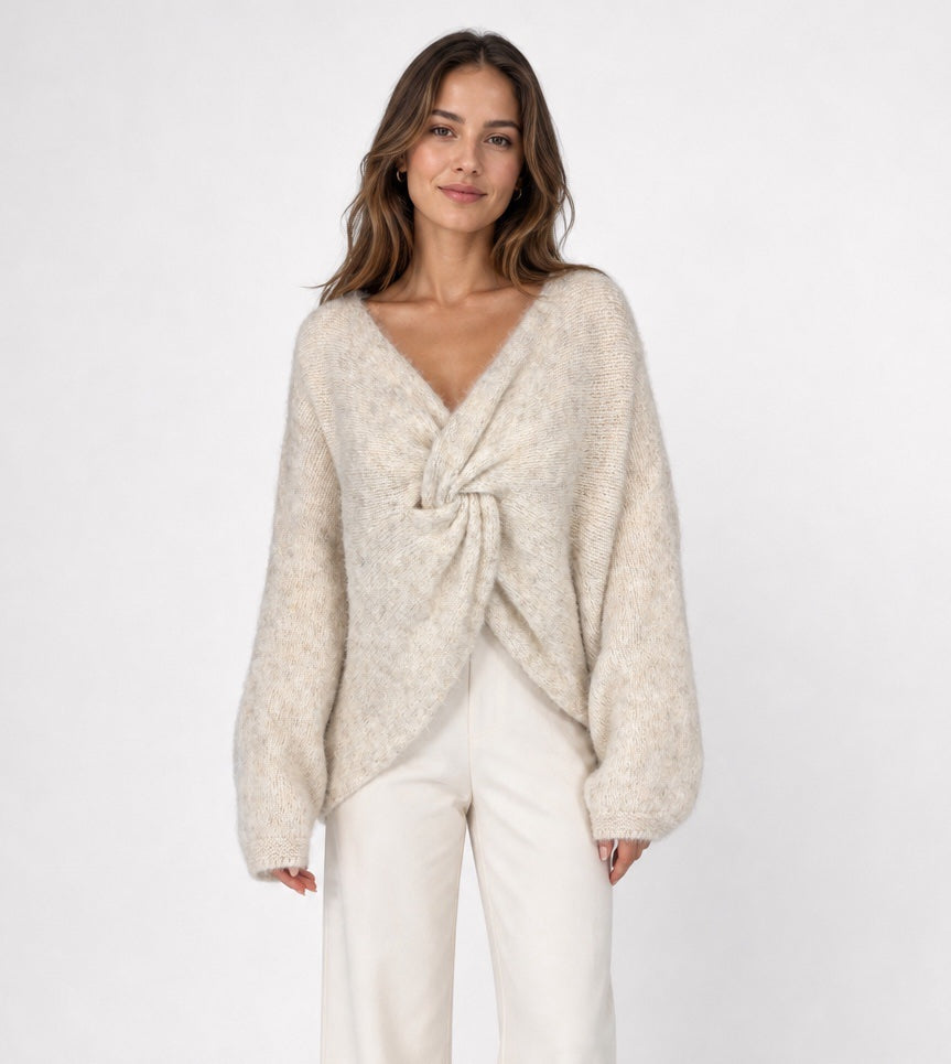Twisted Front Wool Mix Knit Jumper - Mixed Pack