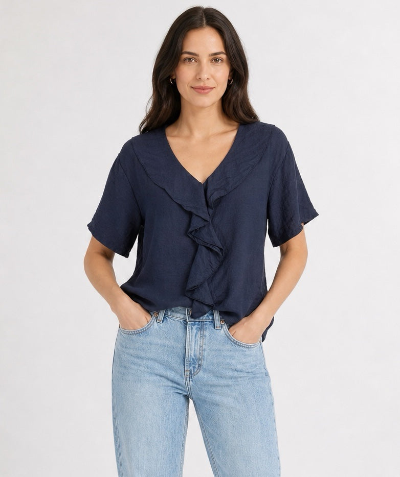 Ruffle Trim V-Neck Blouse - Mixed Pack