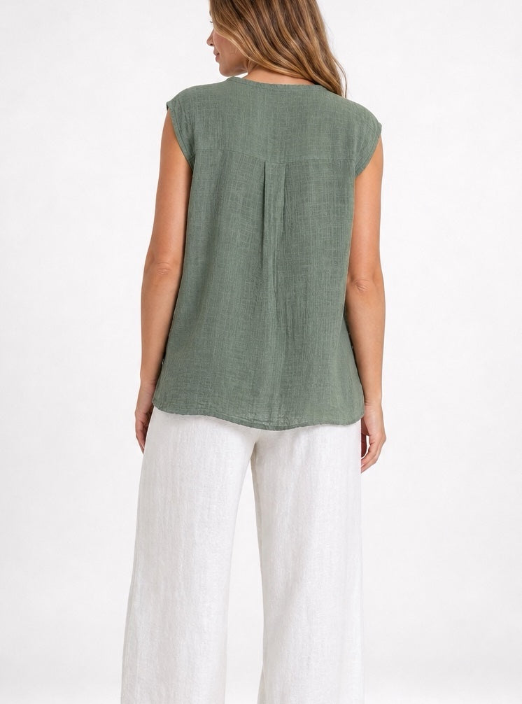 Textured Cotton V-Neck Sleeveless Top - Mixed Pack (2)