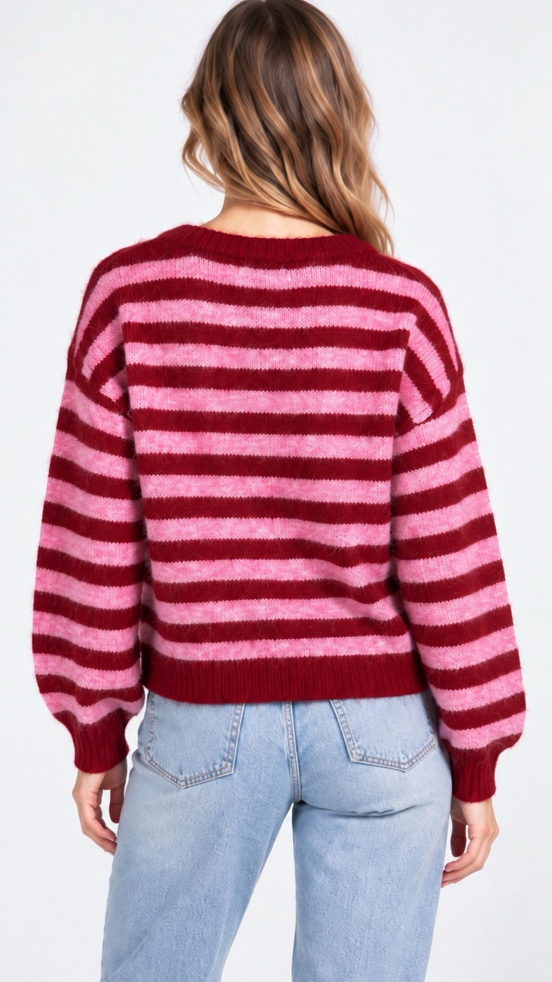Striped Knit Button-Down Wool Cardigan - Mixed Pack (2)