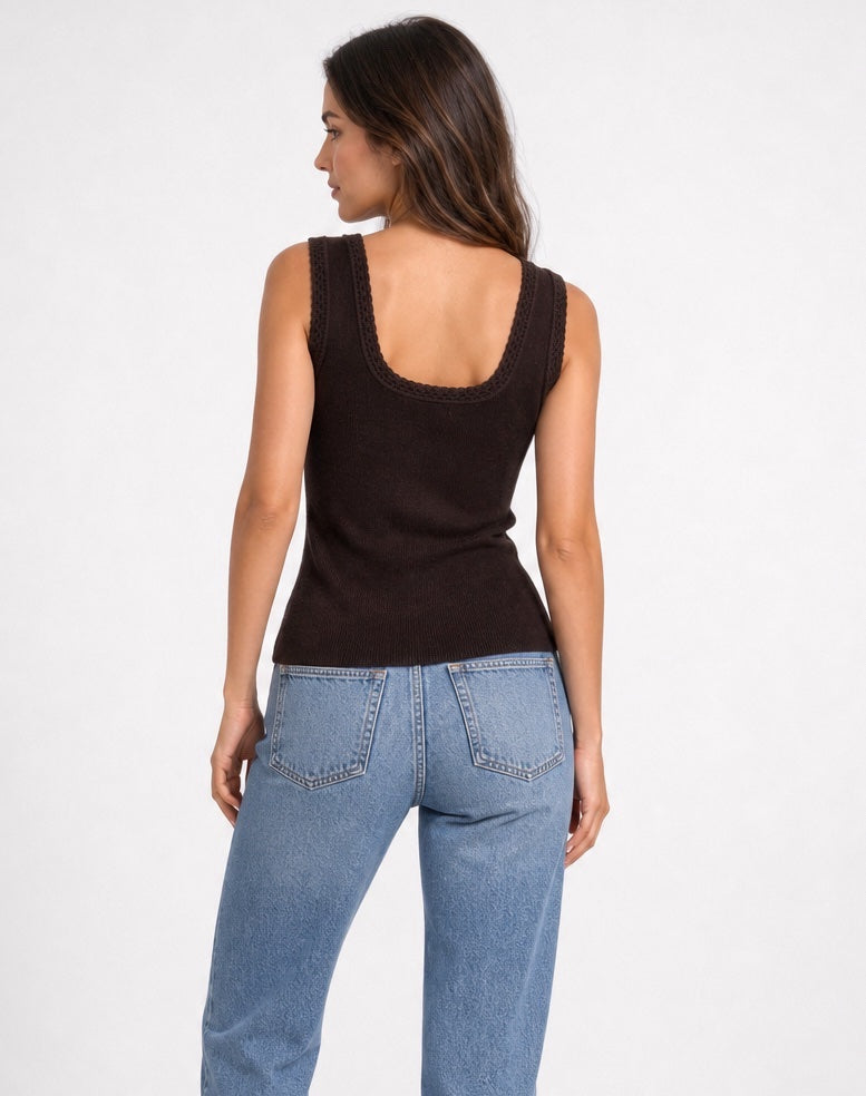 Lace Trim Knitted Tank Top - Mixed Pack (2)