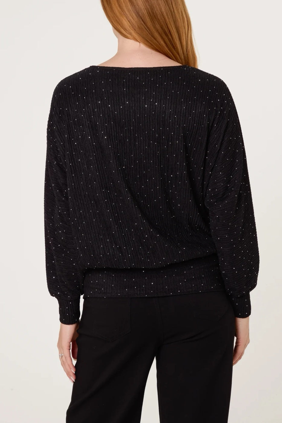 Embellished Ribbed Top - Black (2)