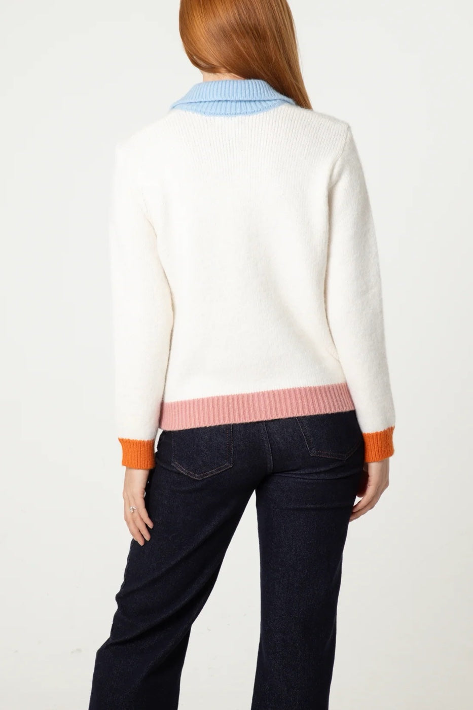 Collared Contrast Trim Cardigan - Ivory (2)