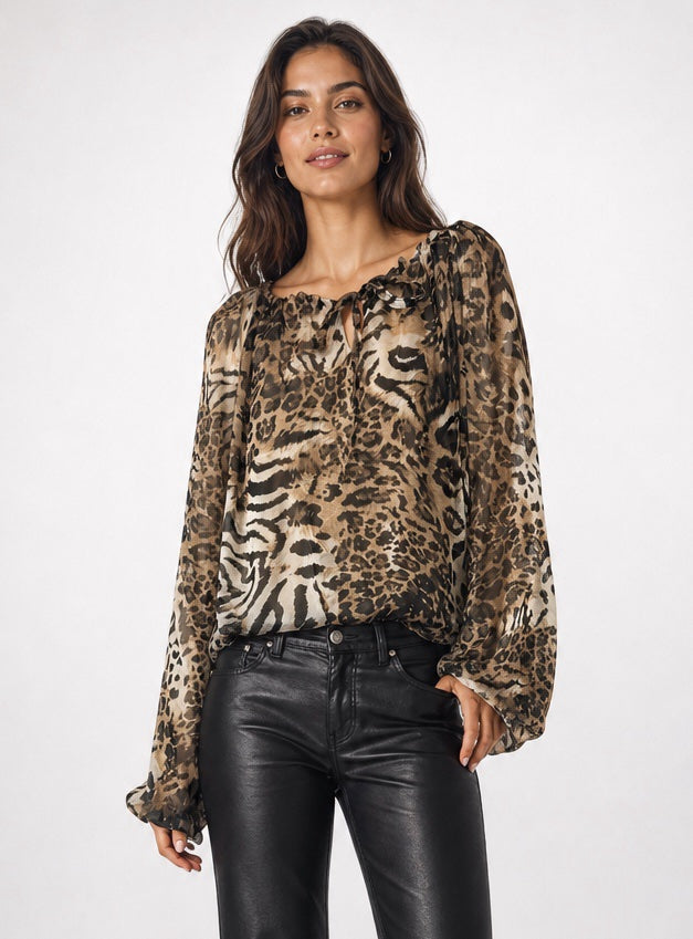 Animal Print Off-Shoulder Blouse - Mixed Pack