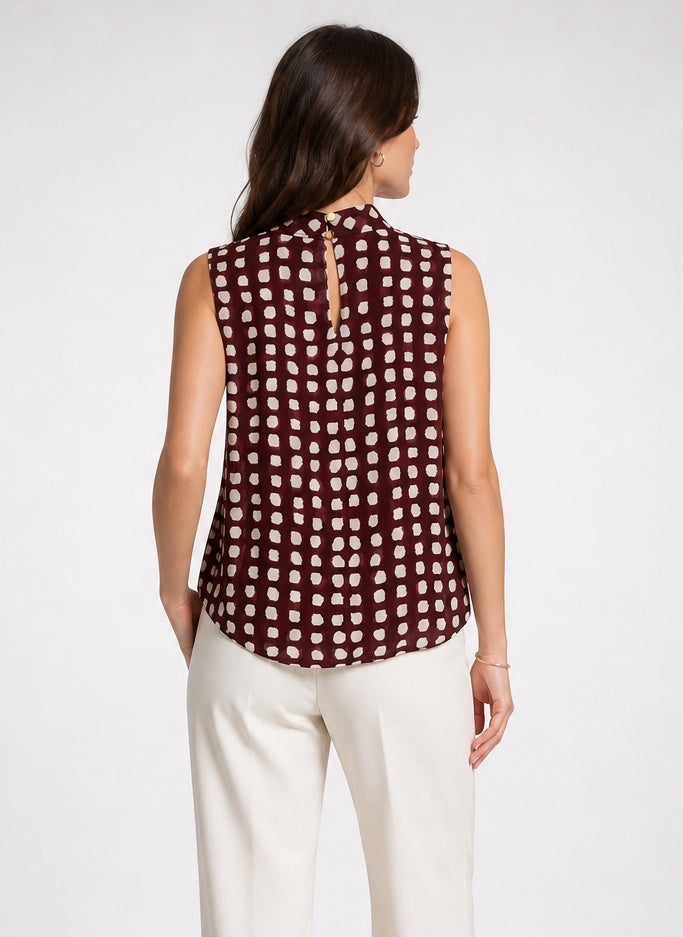 Pleated High Neck Sleeveless Blouse - Mixed Pack (2)