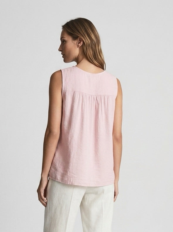 Embroidered Floral Sleeveless Top - Light Pink (2)