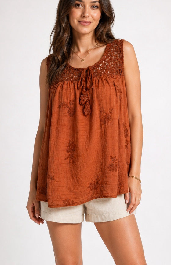 Embroidered Crochet Neckline Top - Mixed Pack