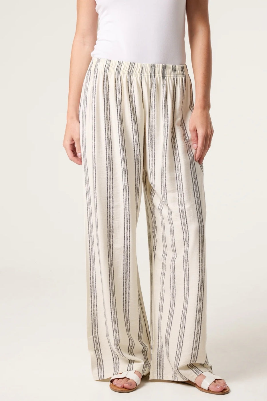 Striped Wide-Leg Trousers - Ivory
