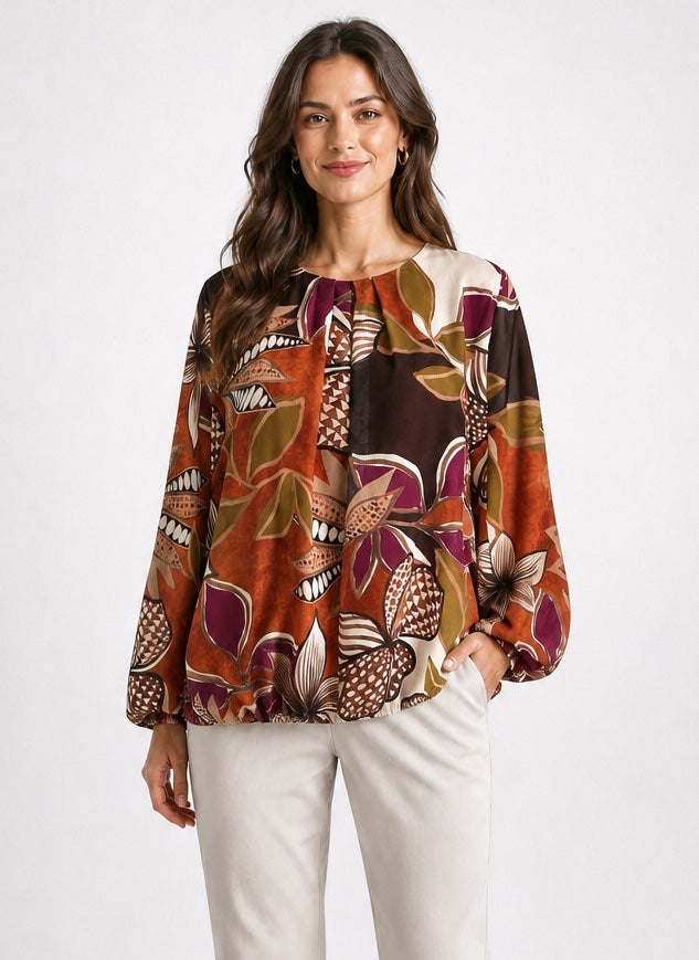 Botanical Print Balloon Sleeve Blouse - Mixed Pack