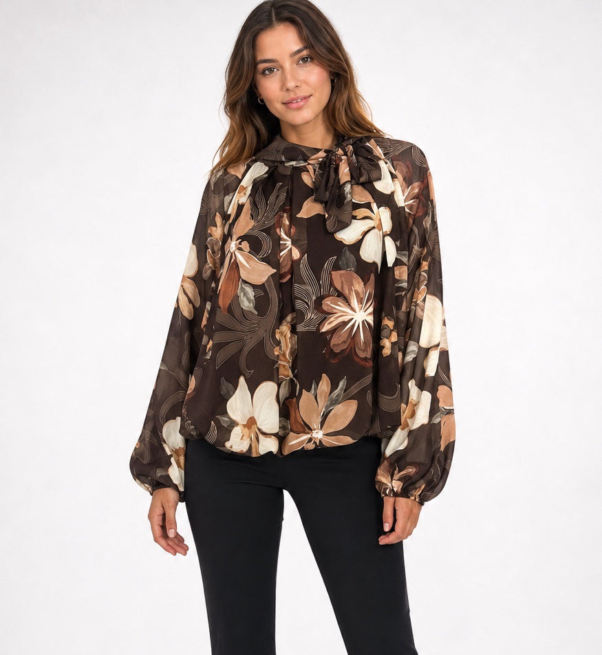 Floral Print Pussy-Bow Blouse - Mixed Pack