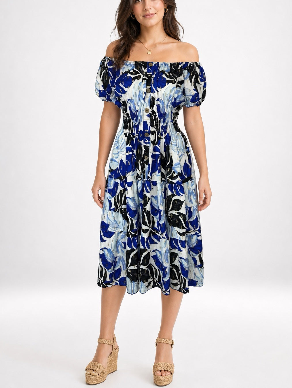 Off-the-shoulder Smocked Midi Dress - Mixed Pack