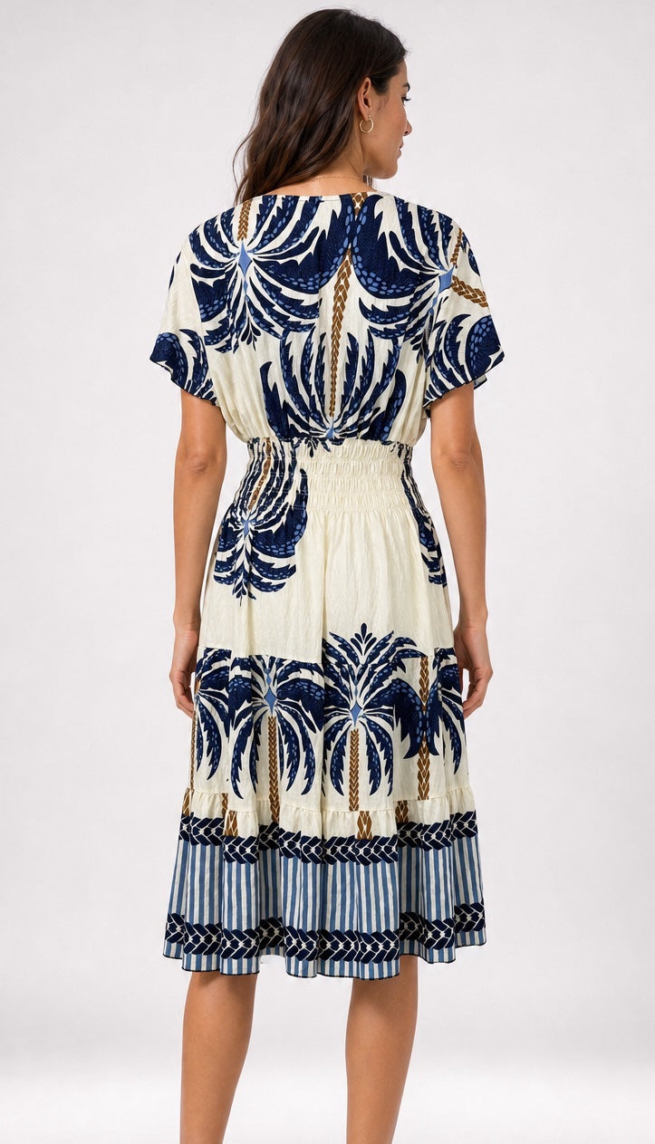 Tropical Palm Print Midi Dress - Mixed Pack (2)