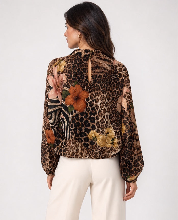 Statement Print Bishop Sleeve Blouse - Mixed Pack (2)