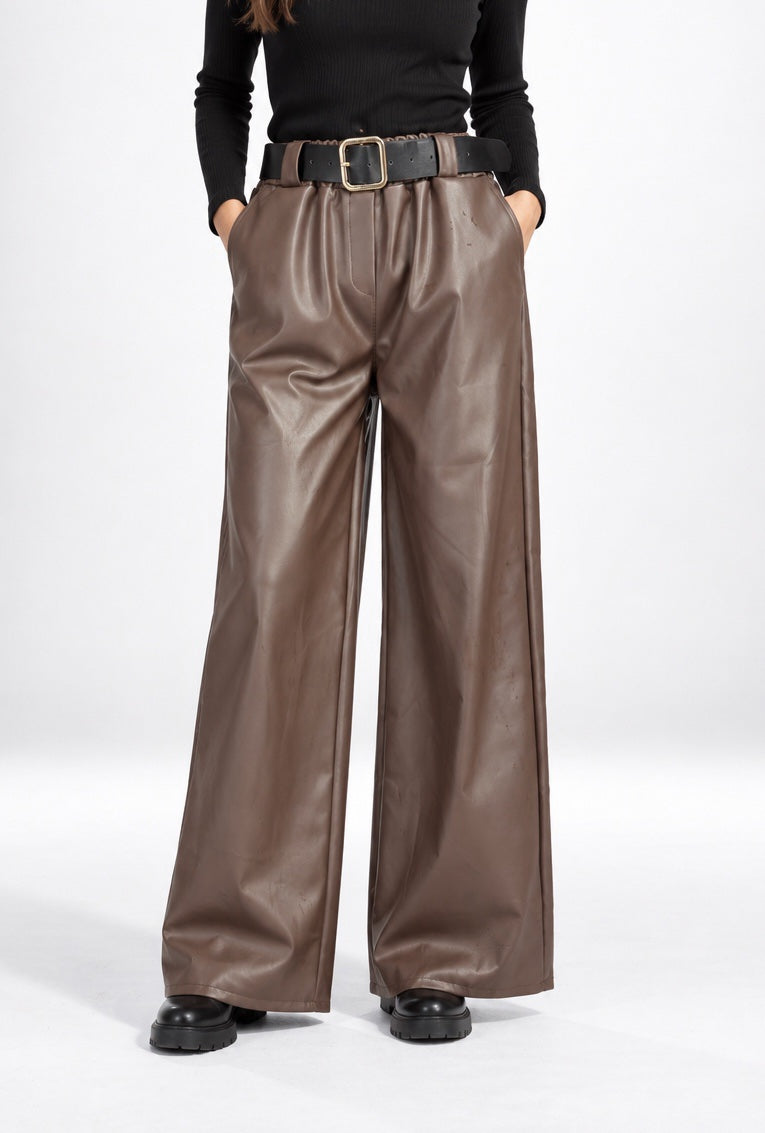 Faux Leather Wide-Leg Trousers - Mixed Pack