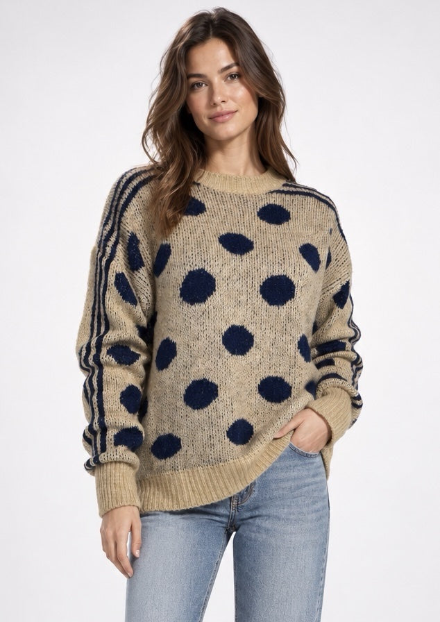 Polka Dot Knit Jumper with Striped Sleeves - Mixed Pack