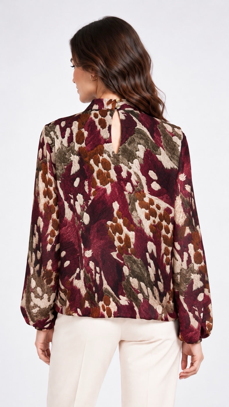 Abstract Print High Neck Blouse - Mixed Pack (2)