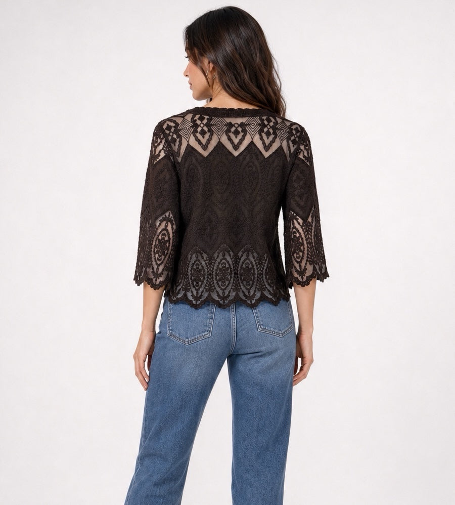 Button Front Lace Crochet Blouse - Mixed Pack (2)