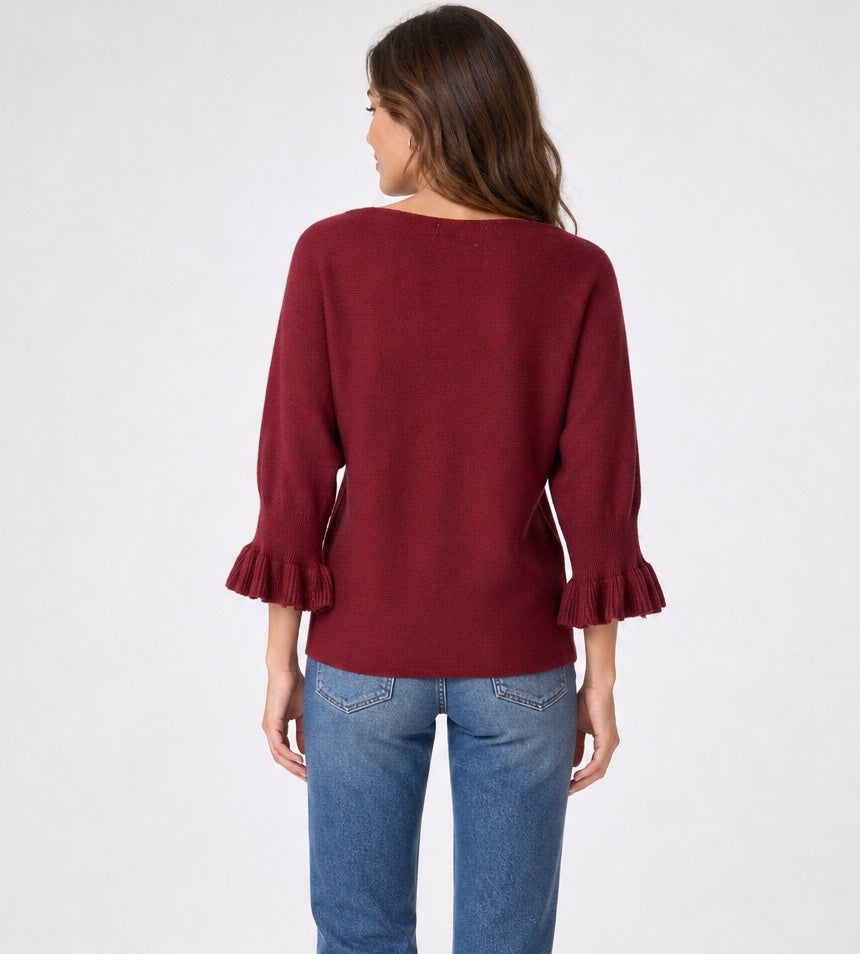 Ruffle Cuff Boat Neck Jumper - Mixed Pack (2)