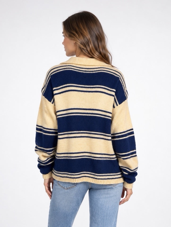 Striped V-Neck Collar Knit Sweater - Mixed Pack (2)