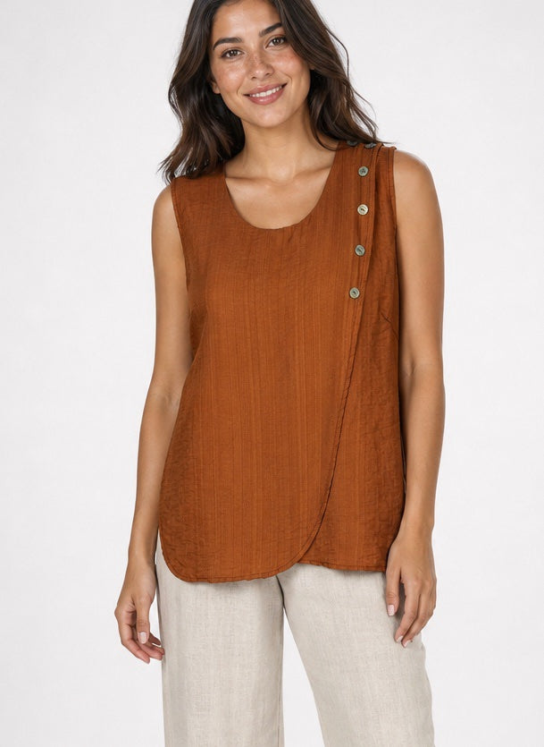 Sleeveless Button Side Crossover Hem Top - Mixed Pack