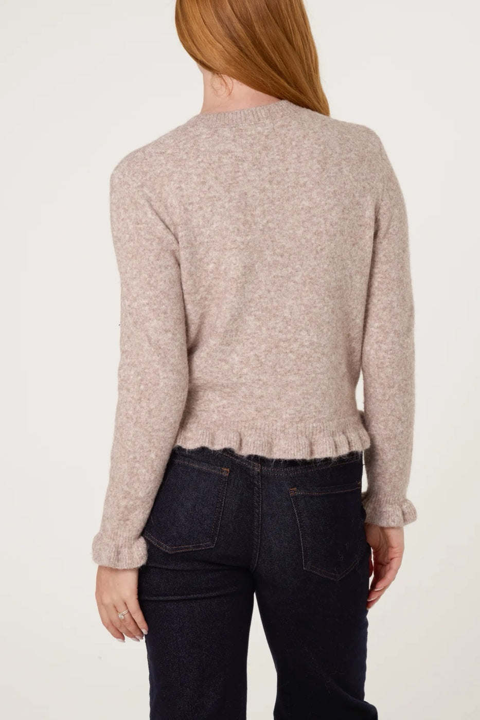 Scallop Trim Knit Cardigan - Taupe (2)