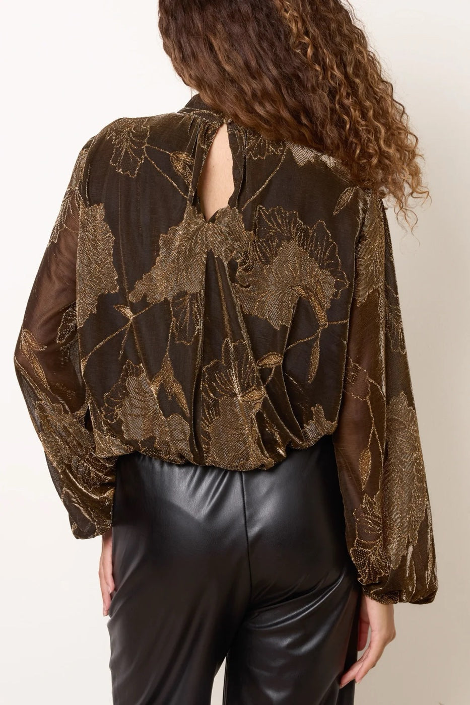 Burnout Floral High Neck Blouse - Bronze (2)