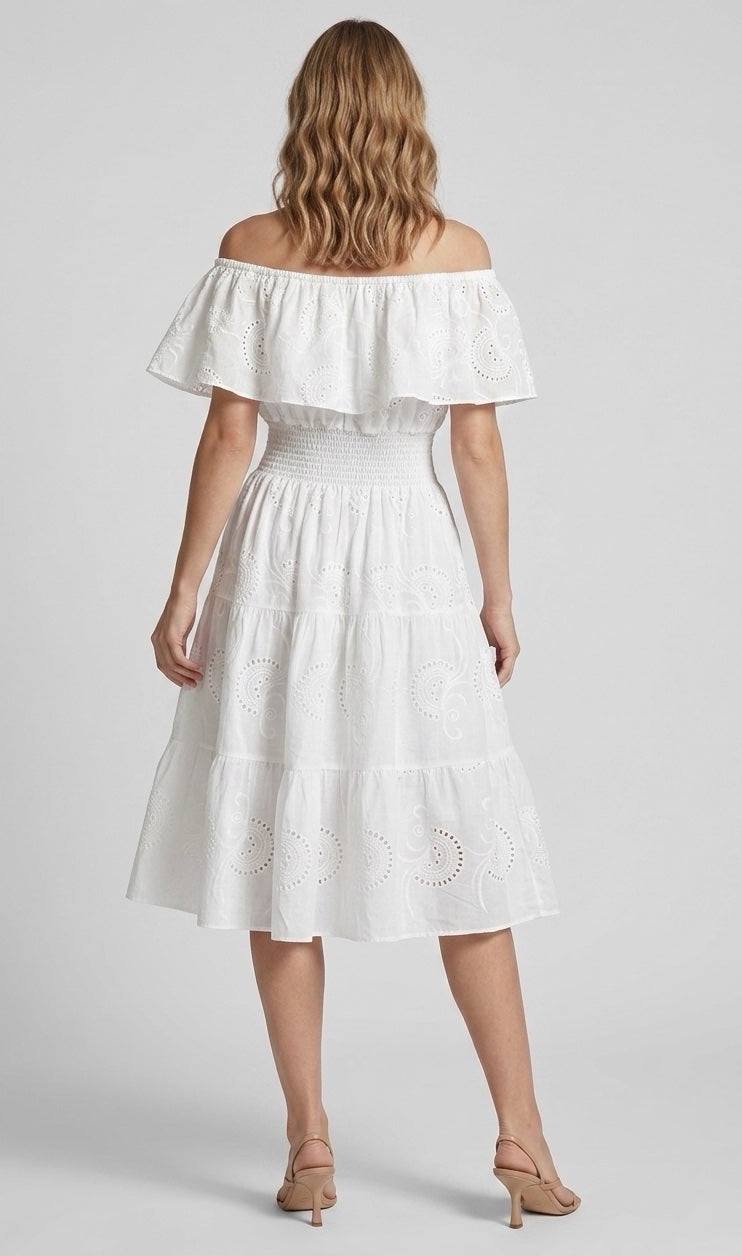 Broderie Anglaise Off-the-Shoulder Midi Dress - Mixed Pack (2)