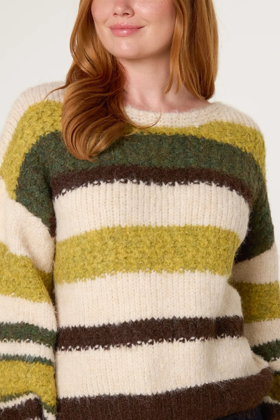 Textured Stripe Wool Mix Jumper - Green