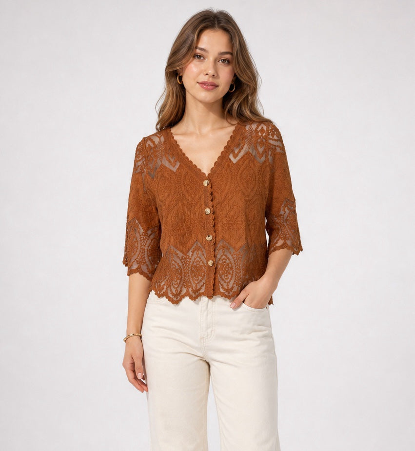 Button Front Lace Crochet Blouse - Mixed Pack