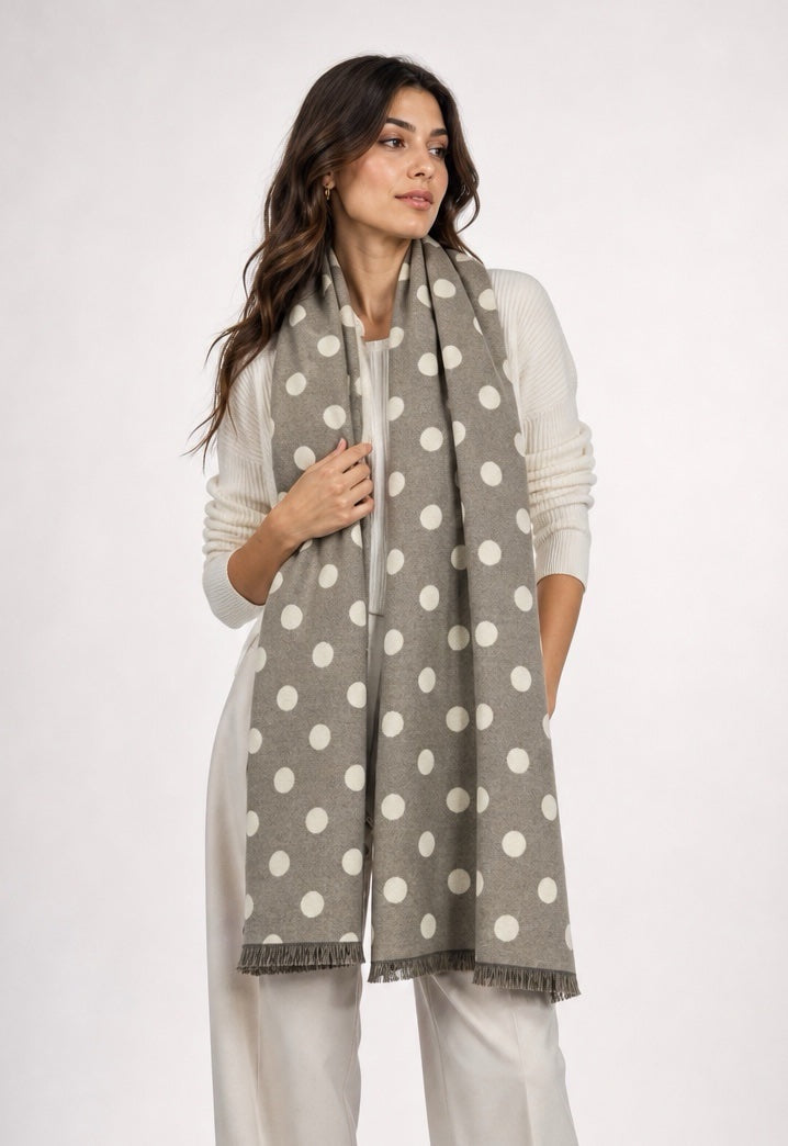 Polka Dot Fringed Wool Scarf - Mixed Pack