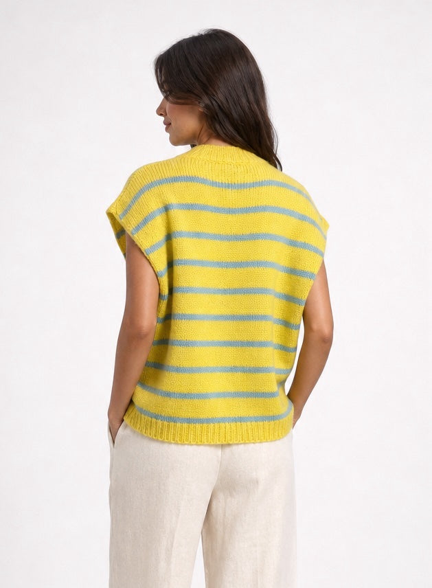 Striped Button-Up Knit Vest - Mixed Pack (2)