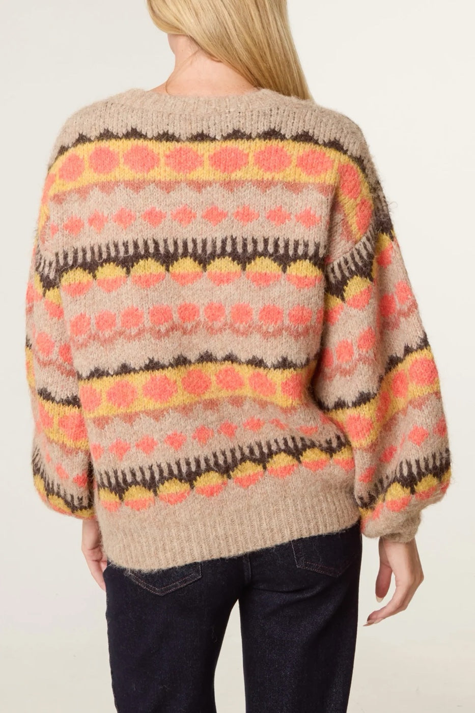 Geometric Knit Jumper - Orange (2)