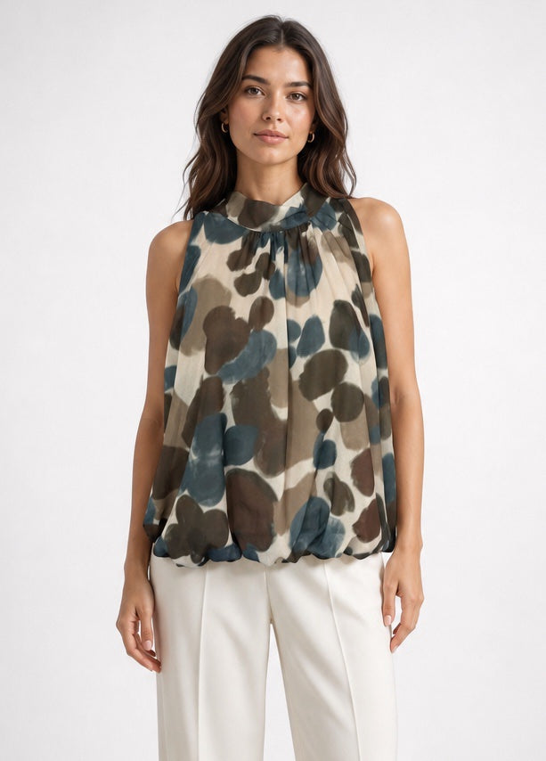 Abstract Print High Neck Blouse - Mixed Pack