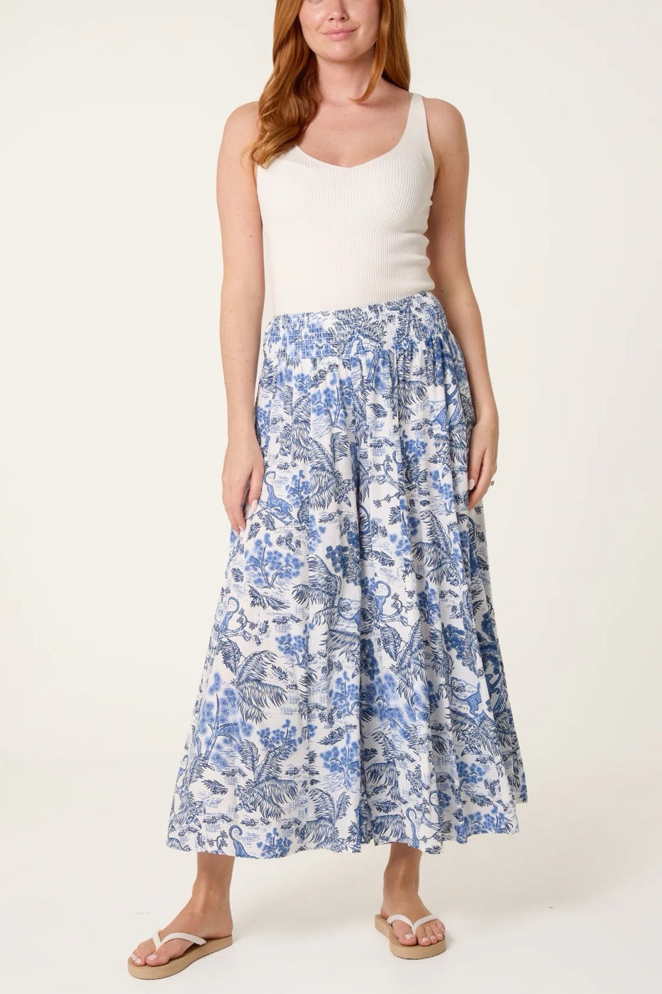 Comfort Waist Wide Leg Trousers - Blue