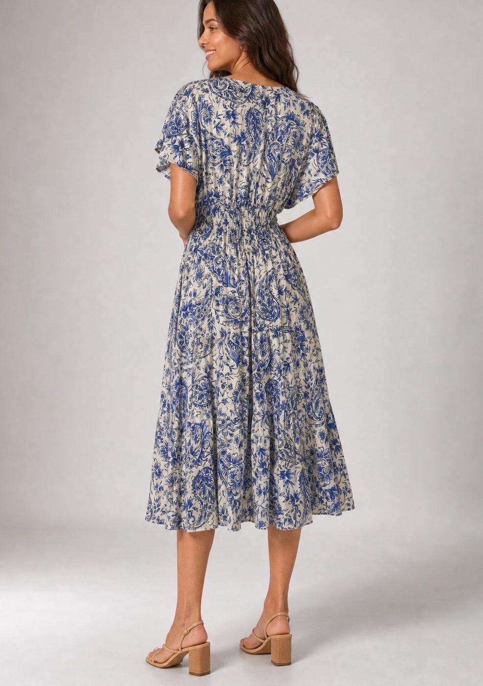 Printed Midi Dress with Flutter Sleeves - Mixed Pack (2)
