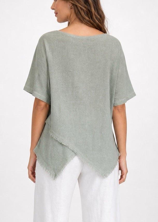 Asymmetric Hem Linen Blend Top - Mixed Pack (2)