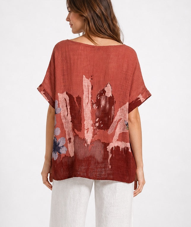 Painterly Floral Linen Blend Top - Mixed Pack (2)