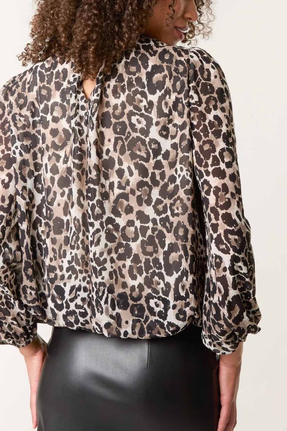 Leopard Print Bow Neck Blouse - Animal (2)