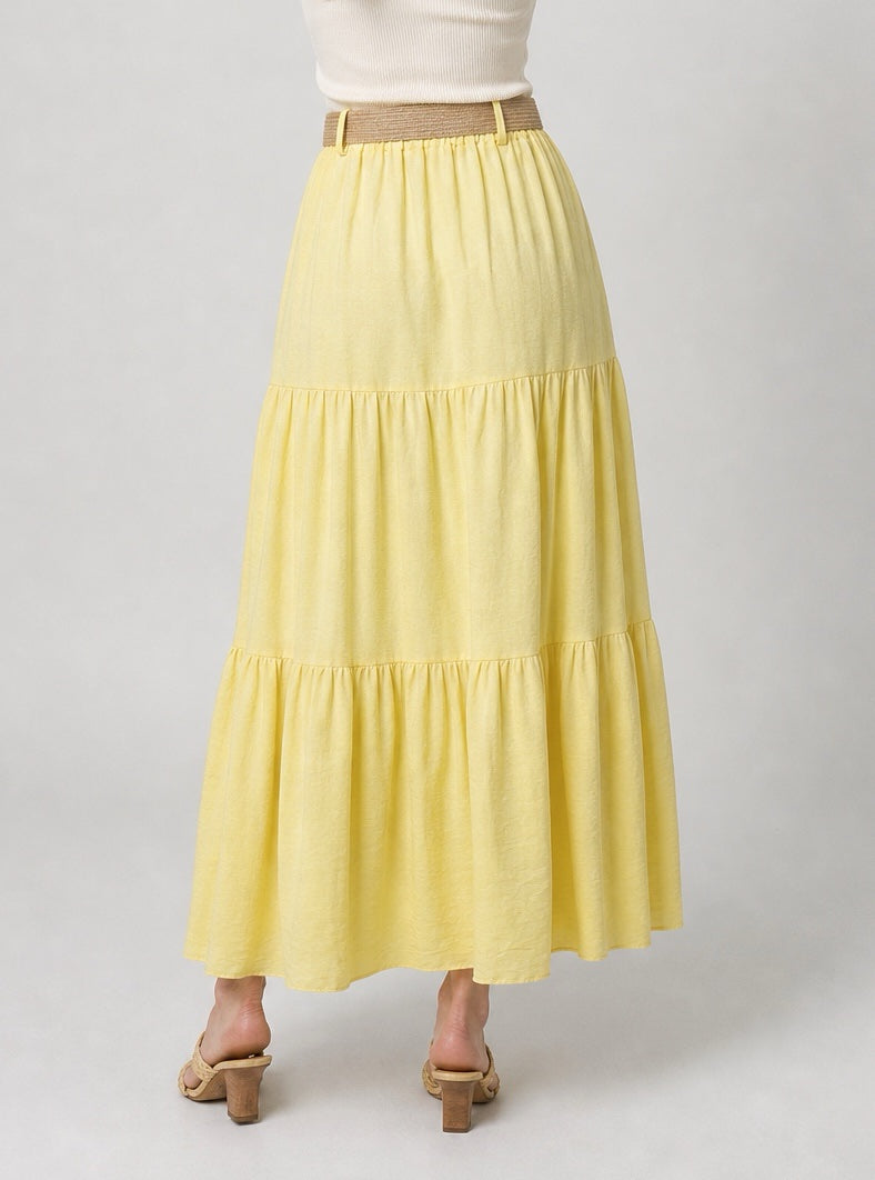 Tiered Maxi Skirt with Woven Belt - Mixed Pack (2)