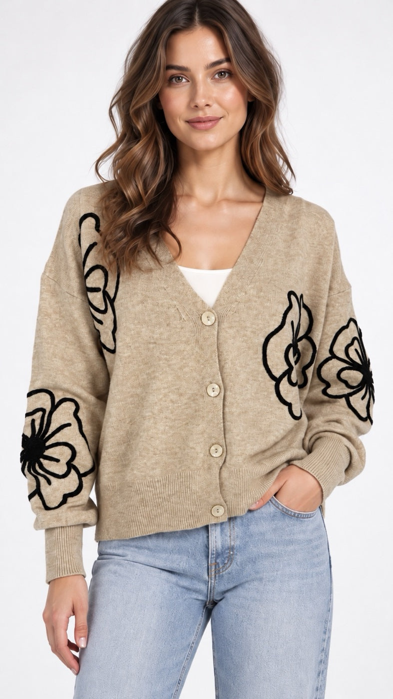 Floral Embroidered V-Neck Cardigan - Mixed Pack