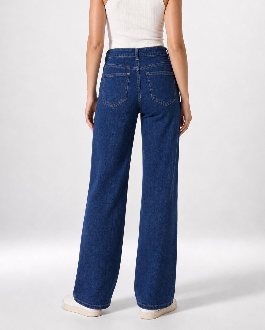Wide Leg Utility Jeans - Indigo (2)