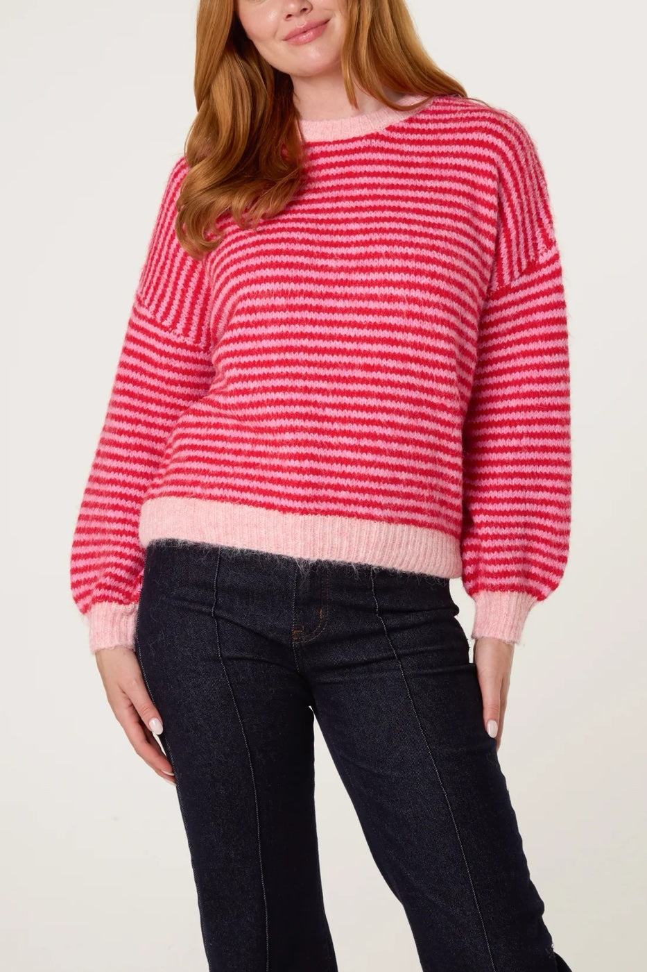 Striped Cosy Knit Jumper - Deep Pink (2)