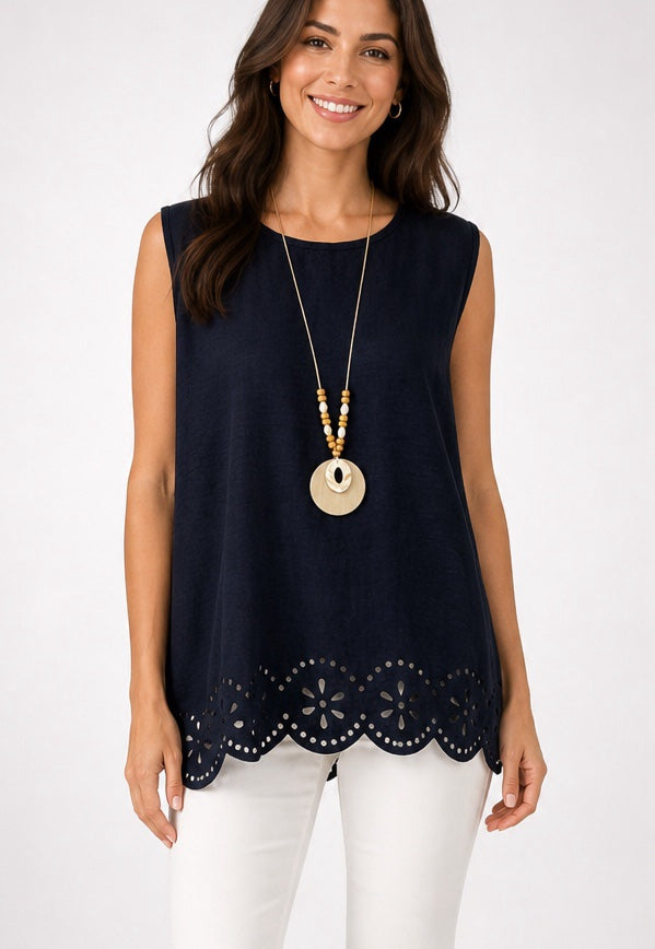 Sleeveless Tunic Top with Scallop Hem - Mixed Pack