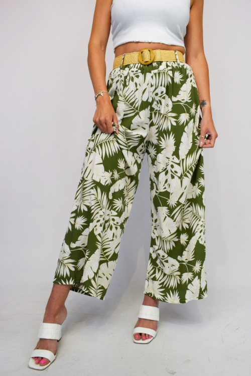 Big Leaf Wide Leg Belted Trouser