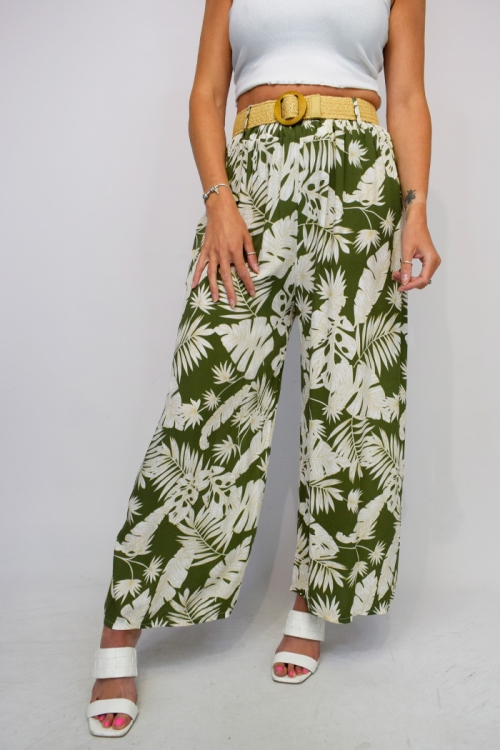 Big Leaf Wide Leg Belted Trouser