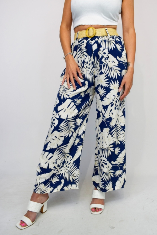 Big Leaf Wide Leg Belted Trouser