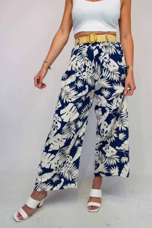 Big Leaf Wide Leg Belted Trouser