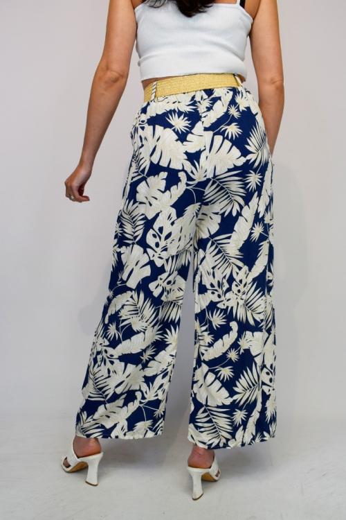 Big Leaf Wide Leg Belted Trouser